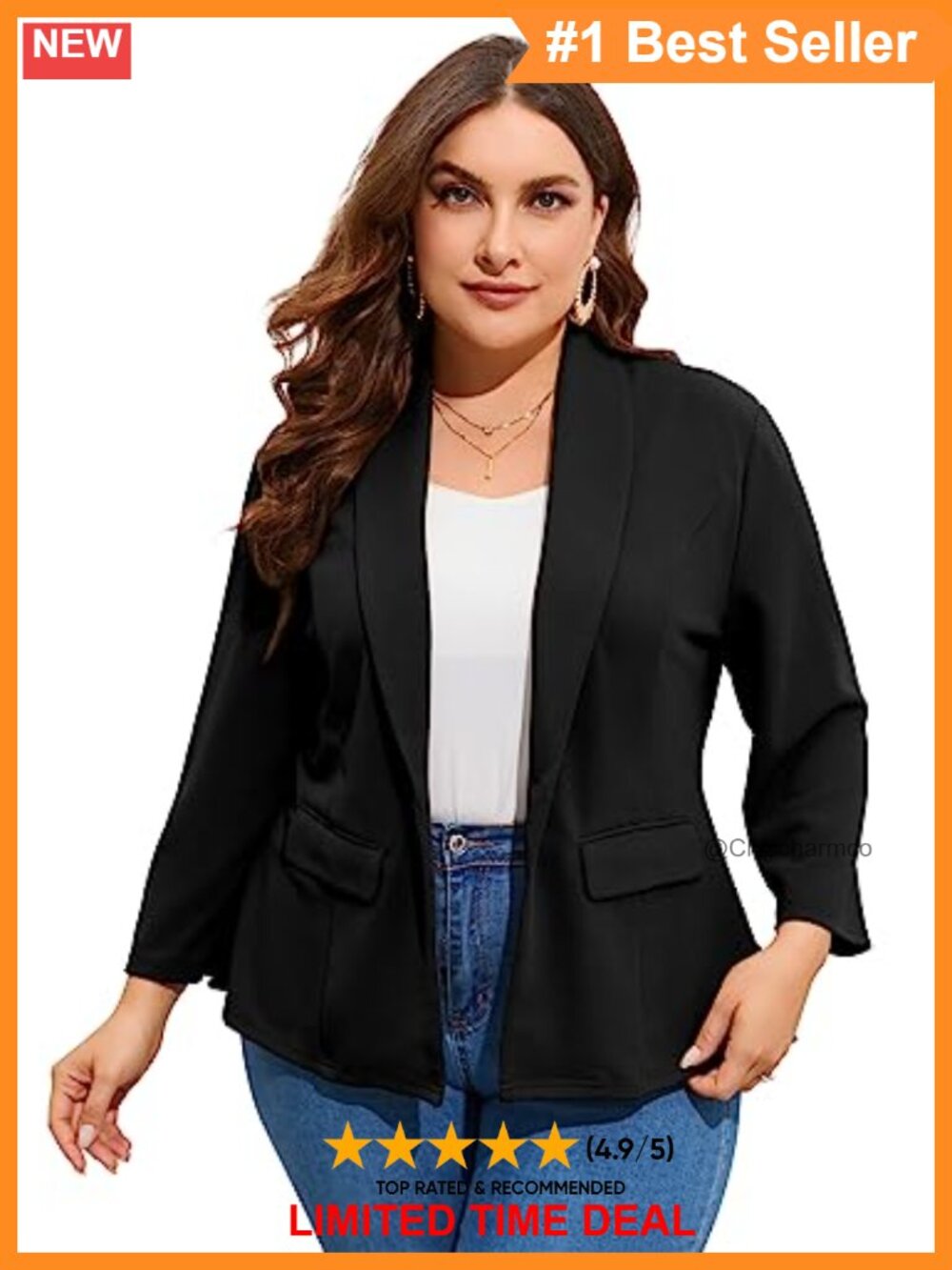 Plus Size Peplum High Low Ruffle Hem Blazer